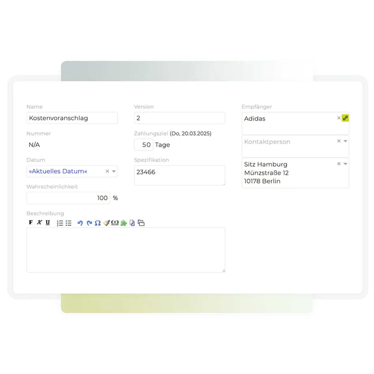 Teambox | TEAMBOX Modul zur Erstellung von professionellen Angeboten.